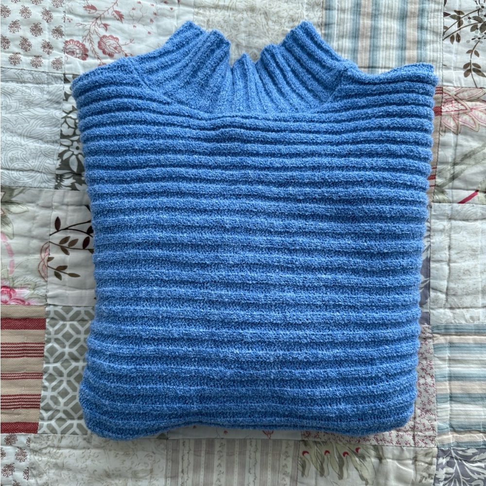 Blue Ribbed Women's Sweater